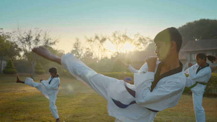 Taekwondo kicks and sparring practice — Amber Valley Residential School